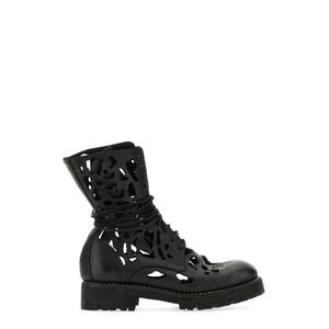 GUIDI Artisanal Perforated Leather Mid-Calf Boots Women BLACK